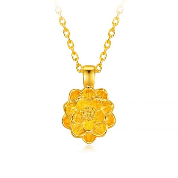 Colar de Ouro 999 com Pendente de Flor