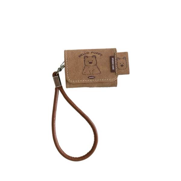 Capa protetora para fone AirPods1/2 de couro fofo marrom West Highland, AirPods3 com alça pro2 macio