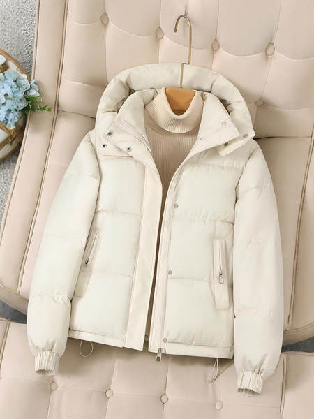 Casaco feminino de inverno com capuz