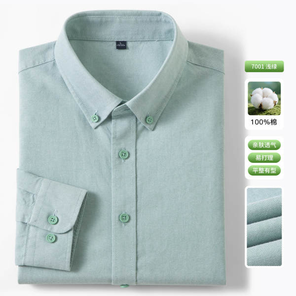 T-shirts masculinos de madeira de algodão puro Oxford T-shirts masculinos com mangas compridas T-shirts masculinos de primavera de 2025