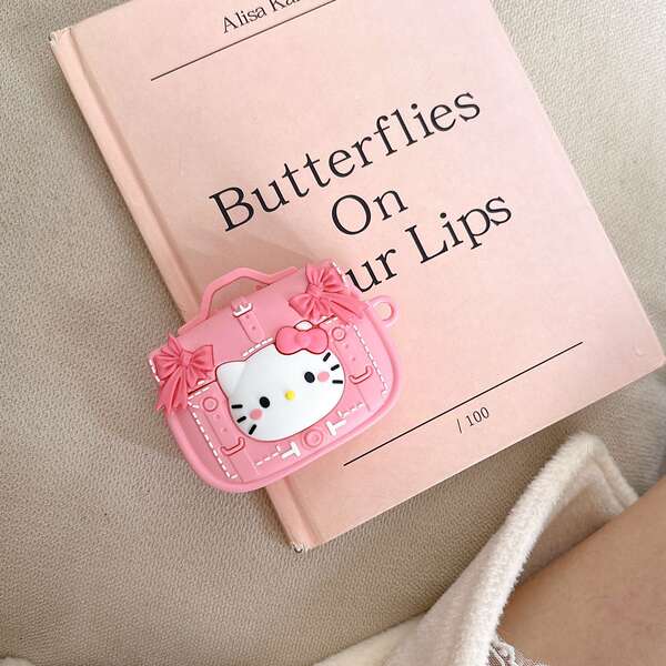 Bolsa de documentos fofa Hello Kitty rosa para AirPods 1/2 capa de proteção para fones com alça AirPods 3 soft pro 2