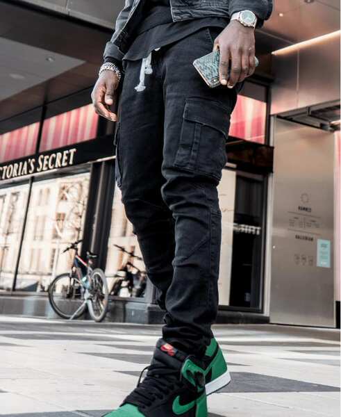 2026 Euro-americano transfronteiriço novo jeans masculino bolso lateral pequeno pé apertado jeans