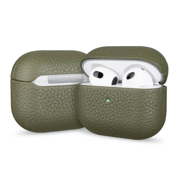 Compatível com AirPods Pro 3 Series AirPods couro genuíno textura jacaré capa protetora para fone Apple
