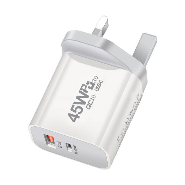 Carregador de PD padrão 45W Adaptador de PD duplo 45W para carregador de nitrogênio IP16X para celulares