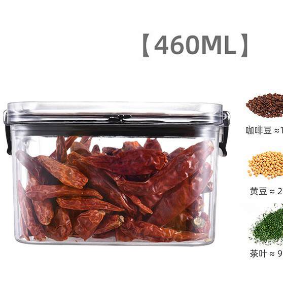 Pote de plástico transparente grau alimentício com tampa, caixa de armazenamento quadrada reforçada para cereais e grãos