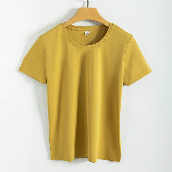 Camiseta feminina de algodão curta