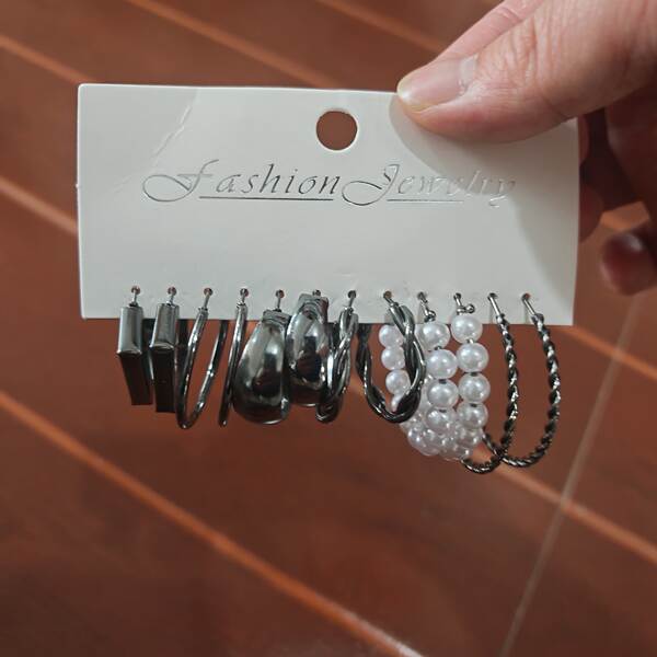2025 transfronteiriço explosivo europeu-americano orelhas metálicas quadradas orelhas geométricas de combinação set in wind earrings