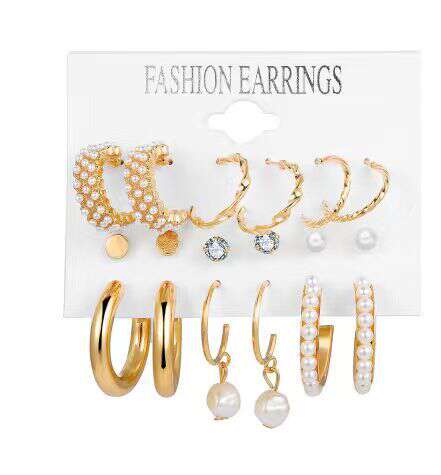 2025 transfronteiriço explosivo europeu-americano orelhas metálicas quadradas orelhas geométricas de combinação set in wind earrings