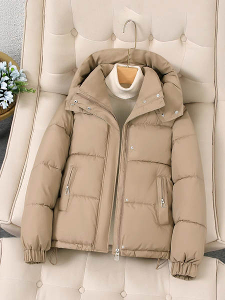 Casaco feminino de inverno com capuz