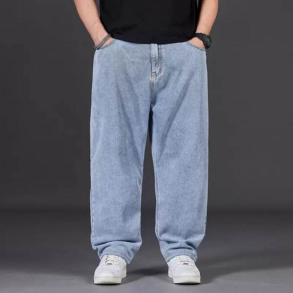 Jovens de meia-idade relaxante e relaxante calças homens trabalhando moinho sujo resistente a sujidade gordo pequeno jeans homem