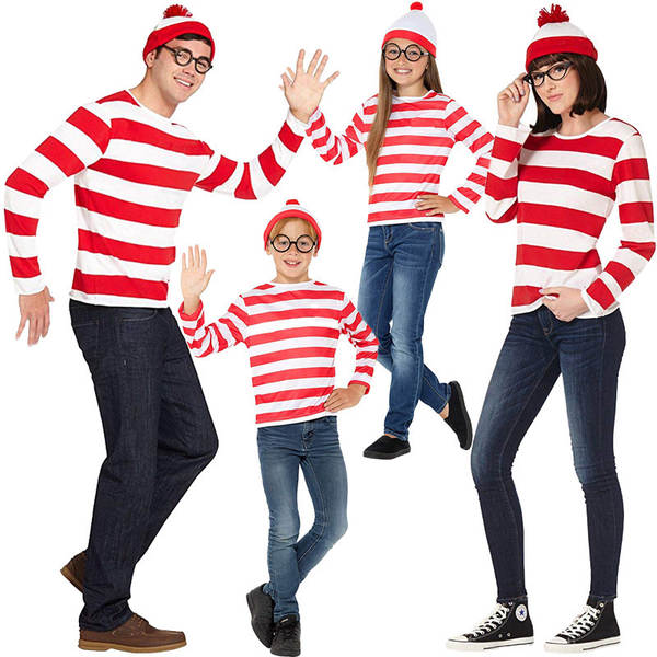 Where's Wally, onde os filhos de Wally estão vestidos com roupas cosplay