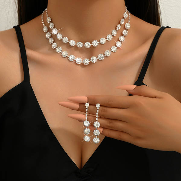 Acessórios de casamento dupla camada do colar de diamante do colar de sol de comércio estrangeiro Sete de orelhas de venda rápida