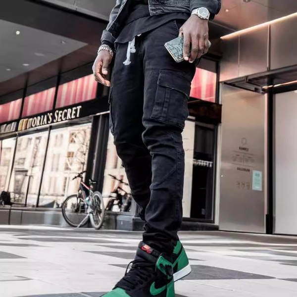 2021 Euro-American Cross-Border New Jeans Homens Piso lateral Pequenos Pés Estreitos jeans NK012