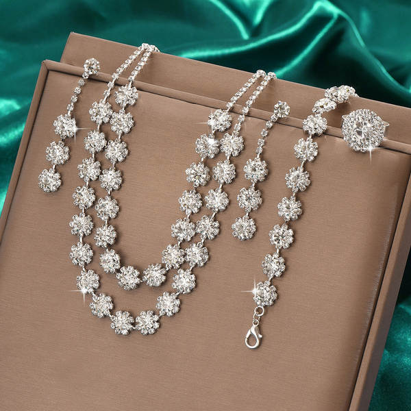 Acessórios de casamento dupla camada do colar de diamante do colar de sol de comércio estrangeiro Sete de orelhas de venda rápida