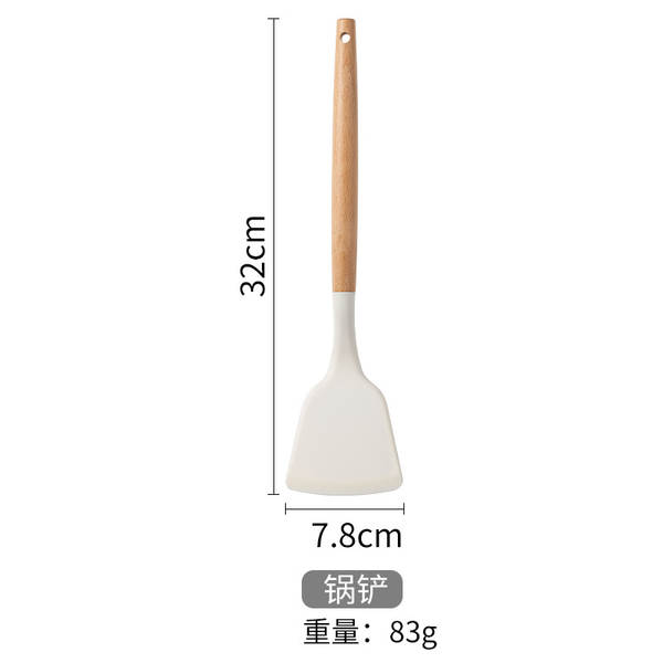 Set de utensílios de cozinha de silício branco de madeira 12 peças do kit de utensílios de cozinha da Amazon