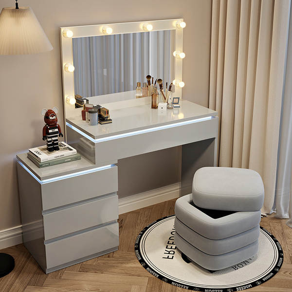 Moderna mesa de maquiagem de quarto de pequeno porte nova mesa de maquiagem de creme de vento inteligente com iluminação do armário único