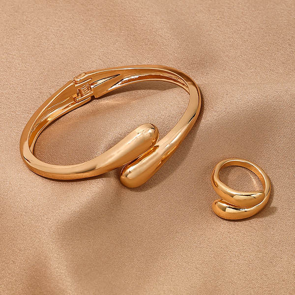 1 conjunto de moda europeia-americana simples metal pesado geométrico de forma de círculo brilhante feminino pulseira anel de joalharia