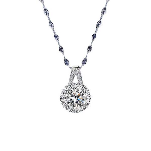 S925 Prata pura de 1 caráter colar de flores solares femininas ins gotejamento de água de alta qualidade moçambique pendurado design simplicidade de sobremesa