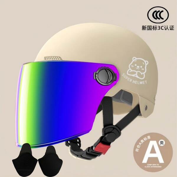 Novo modelo nacional 3C certificado capacete elétrico para motocicletas masculino e feminino quatro temporadas chapéu de segurança geral para adultos semicondutores