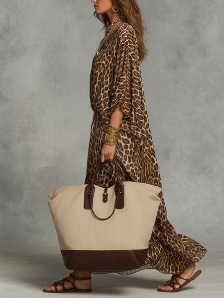 2026 ebay venda quente da Europa e EUA transfronteiriço comércio estrangeiro independente estação de leopardos V recebeu a cintura grande tamanho roupa longa vestido de mulher