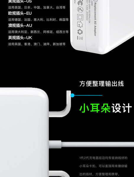 Adaptador de alimentação para notebook da Apple 45W60W85W PD Rapid Charger 30W61W87W96W