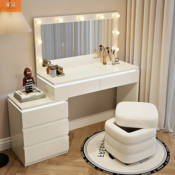 Moderna mesa de maquiagem de quarto de pequeno porte nova mesa de maquiagem de creme de vento inteligente com iluminação do armário único