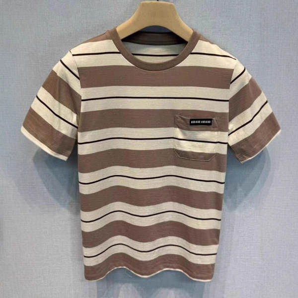 Camiseta curta listrada de algodão