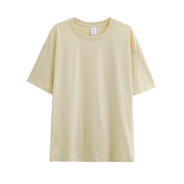 Novo peso pesado de 230 gramas algodão puro branco pano de pano curto T-shirt feminino folheto semi-lençado camiseta masculina por atacado