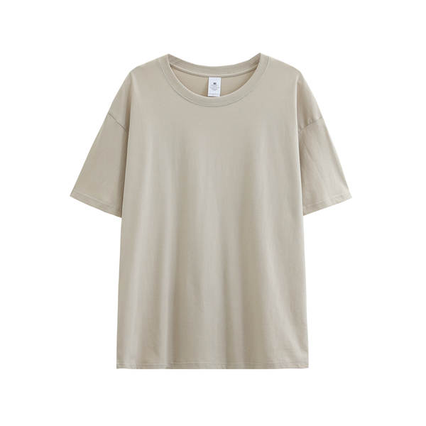 Novo peso pesado de 230 gramas algodão puro branco pano de pano curto T-shirt feminino folheto semi-lençado camiseta masculina por atacado