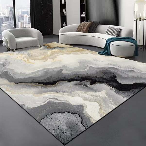 Tapete de veludo cristal minimalista para sala, tapete simples com linhas, passadeira para sofá e mesa de chá, tapete para quarto e escritório, absorvente