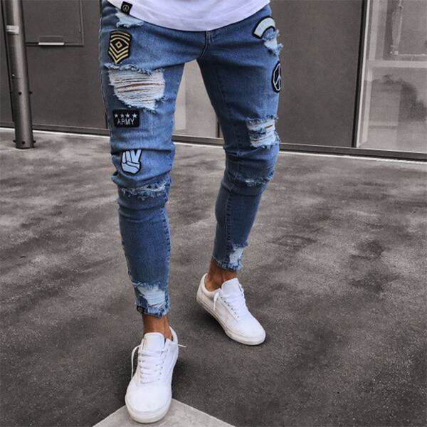 Jeans masculinoswisheBay Pequenos Pés Quente Venda de Calças masculinasJeans 4X Bandeira Transfronteiriça LS
