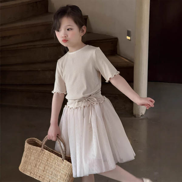 Mulheres Miu estilo princesa amarrar mangas curtas T-shirt camisa de verão coreano vestido de ar puro amarrar mangas curtas