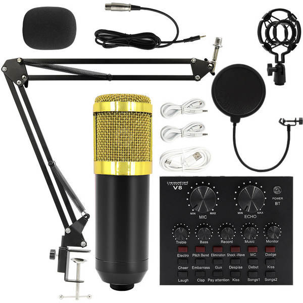 Transfronteiriço BMW 800 microfone v8s cartão de som em inglês computador celular gravação ao vivo completo de equipamentos de podcast