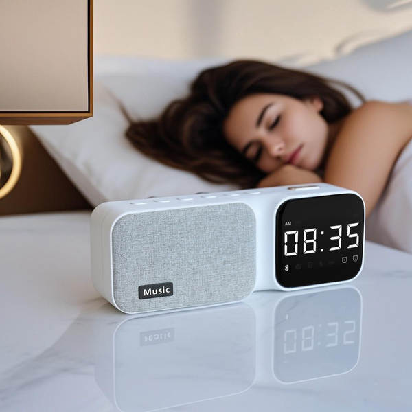 Relógio eletrônico Bluetooth alto-falante Desktop Home Artigos de áudio sem fio Presentes portáteis de áudio Bluetooth Relógio de alarme estudantil