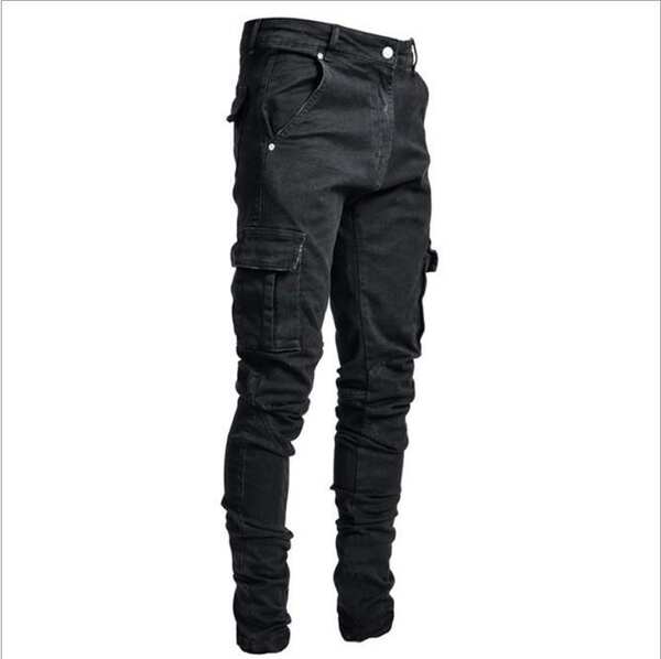 2026 Euro-americano transfronteiriço novo jeans masculino bolso lateral pequeno pé apertado jeans