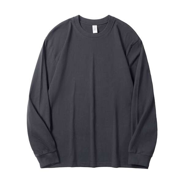 250 gramas peso peso pesado japonês solto algodão puro mangas compridas T-shirt masculino e feminino estilo sem costura colar branco T-shirt