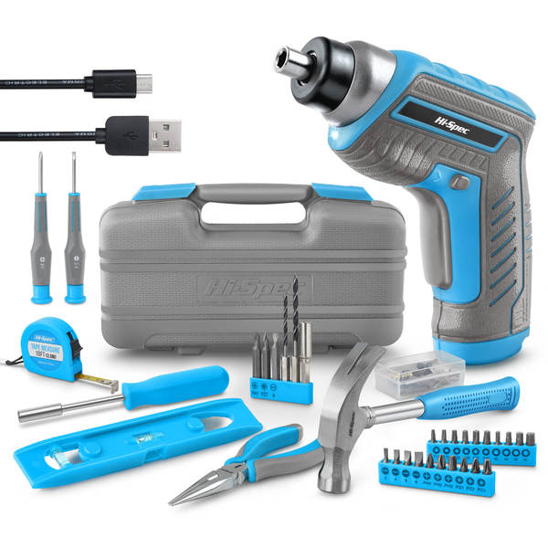 Hi-Spec 35 pacotes 4V USB elétrico de parafuso de carregamento elétrico de lítio Kit de ferramentas domésticas