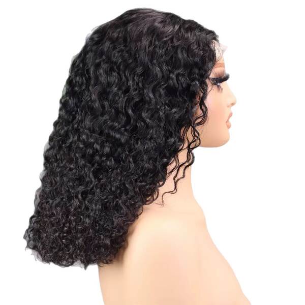 Jerry Curl Bob Wig Wigs Cabelo Humano Transparente 13*4