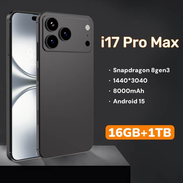 Novo celular transfronteiriço i17 Pro Max botão lateral 16+1TGB Android 14 tela 7.3 4G