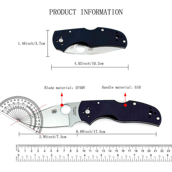 Armadilha de fibra de carbono Spider C41 VG10 Armadilha de fio de caça de campo ao ar livre Tactical Defensive Pocket EDC Tools Knife