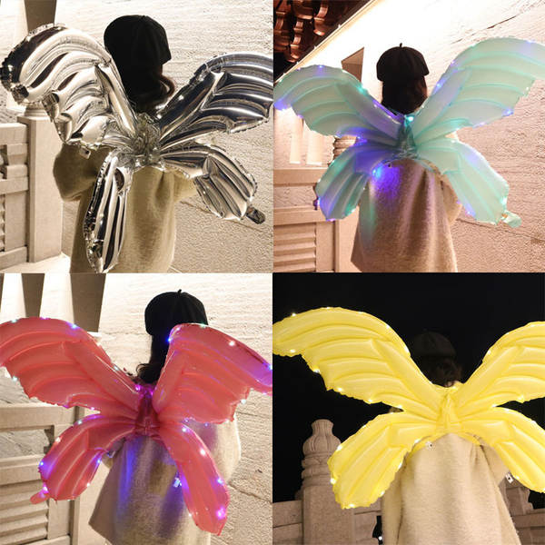 Brinquedos brilhantes de balão com asas de borboleta brinquedos de aniversário de aniversário para crianças arranjos de fotos de decoração