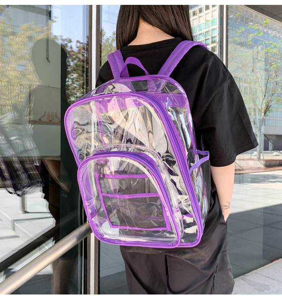 Amazon Transboundary Supply Transparente backpack pvc duplo ombro saco pvc saco grande capacidade saco estudante
