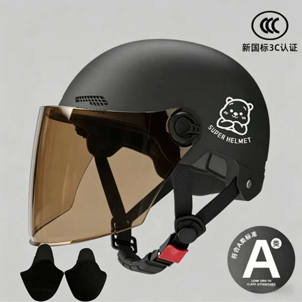 Novo modelo nacional 3C certificado capacete elétrico para motocicletas masculino e feminino quatro temporadas chapéu de segurança geral para adultos semicondutores