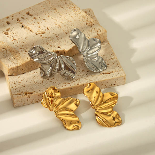 Transfronteiriço de orelhas metálicas geométricas flores irregulares orelhas femininas desenho de personalidade orelhas femininas de metal