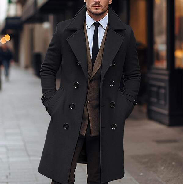 Casaco masculino longo de lã