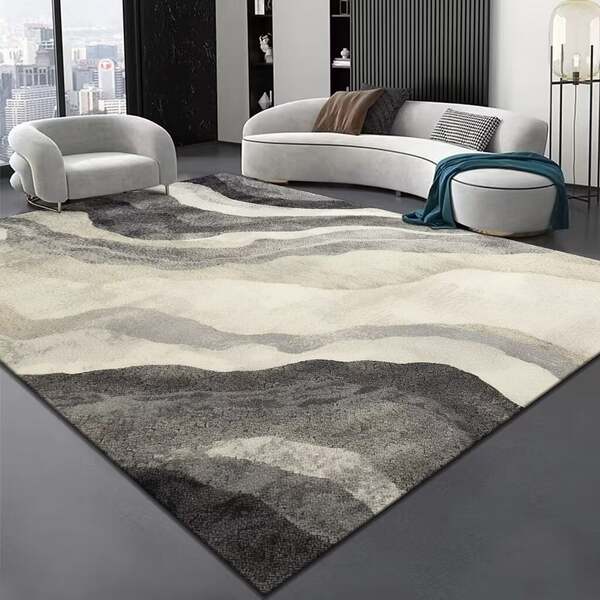 Tapete de veludo cristal minimalista para sala, tapete simples com linhas, passadeira para sofá e mesa de chá, tapete para quarto e escritório, absorvente