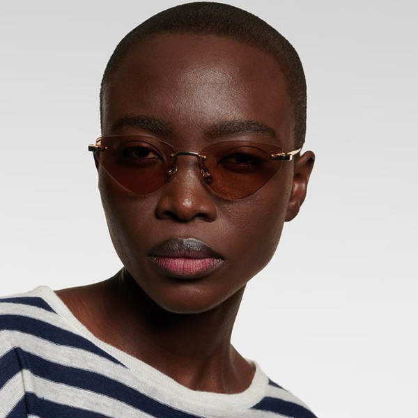 Novo modelo de óculos de sol sem marco triangular avançado sensível à tendência de personalidade óculos de sol feminino anti-ultravioleta