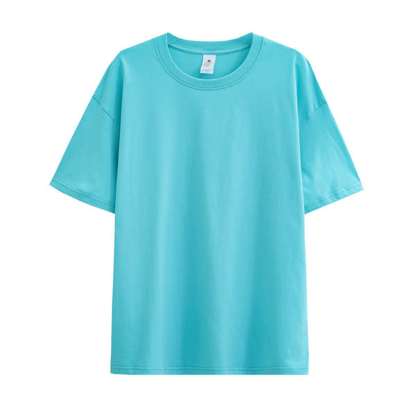 Novo peso pesado de 230 gramas algodão puro branco pano de pano curto T-shirt feminino folheto semi-lençado camiseta masculina por atacado