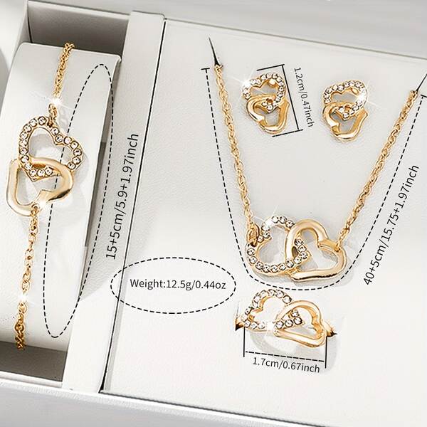 6 conjuntos de relógios femininos elegantes e elegantes + colares em forma de coração, anéis, orelhas e pulseiras