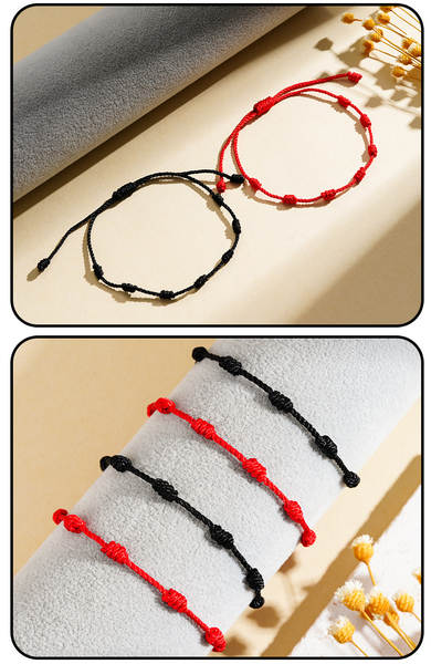 Pulseira de Contas Vermelha da Sorte